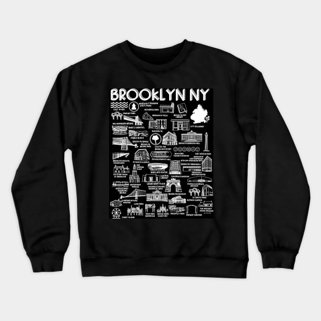 Brooklyn NY Map Crewneck Sweatshirt by fiberandgloss